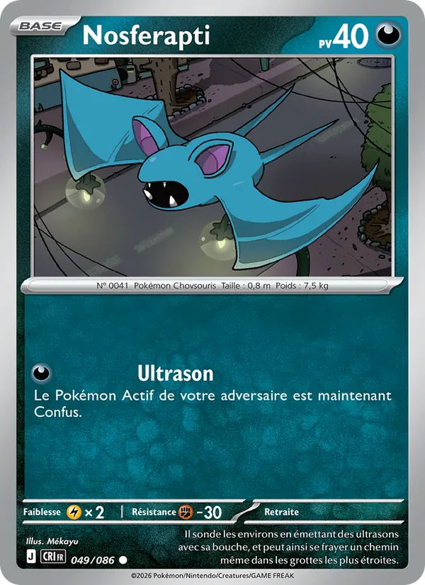 Carte Pokémon Nosferapti 049/86 de l'extension Chaos Ascendant