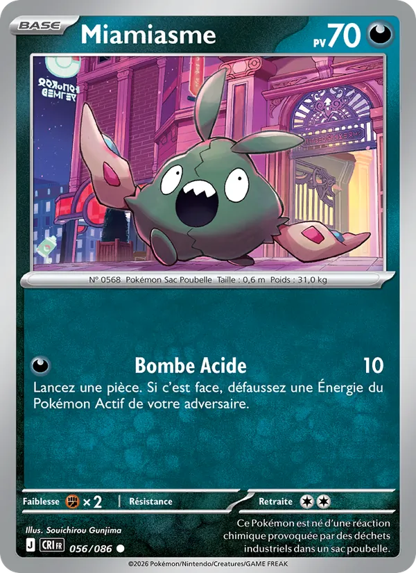 Carte Pokémon Miamiasme 056/86 de l'extension Chaos Ascendant
