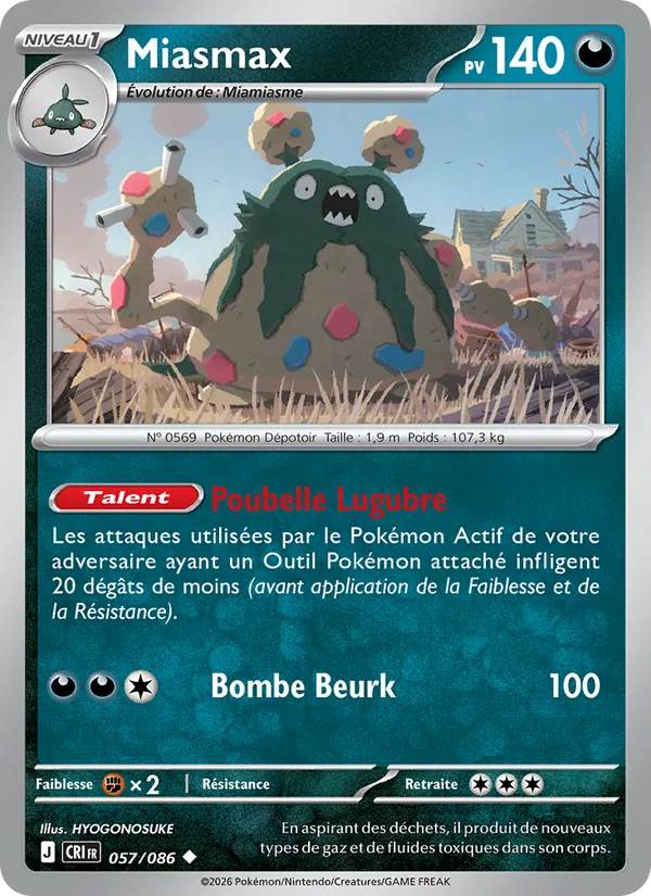 Carte Pokémon Miasmax 057/86 de l'extension Chaos Ascendant
