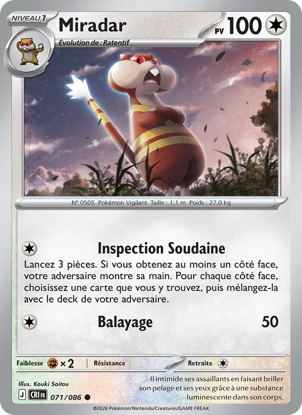 Carte Pokémon Miradar 071/86 de l'extension Chaos Ascendant
