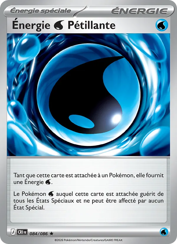 Carte Pokémon Énergie Water Pétillante 084/86 de l'extension Chaos Ascendant