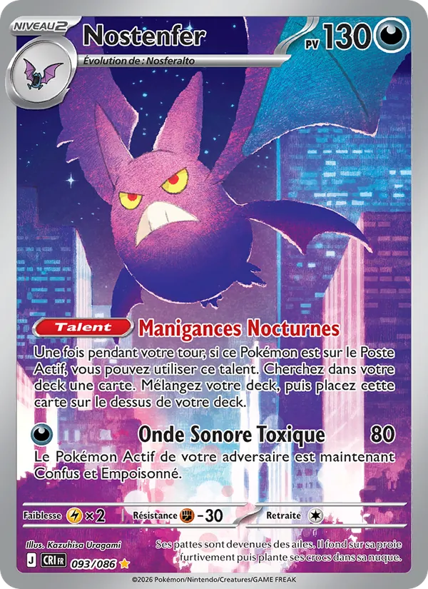 Carte Pokémon Nostenfer 093/86 de l'extension Chaos Ascendant