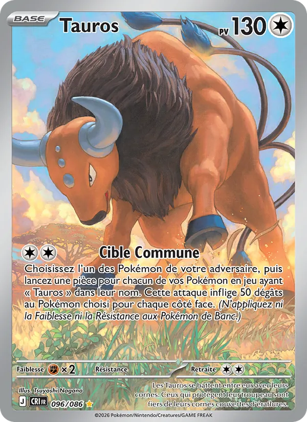 Carte Pokémon Tauros 096/86 de l'extension Chaos Ascendant