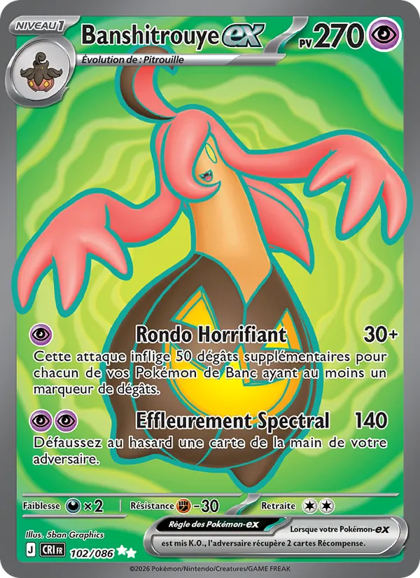 Carte Pokémon Banshitrouye-ex 102/86 de l'extension Chaos Ascendant