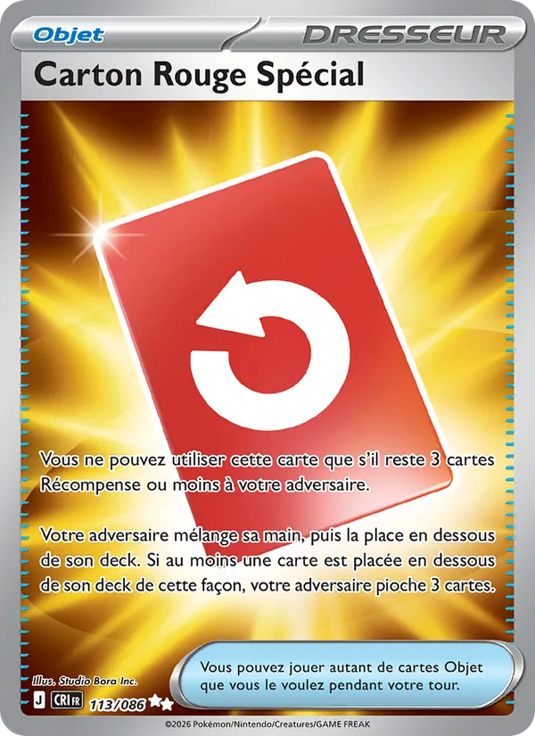 Carte Pokémon Carton Rouge Spécial 113/86 de l'extension Chaos Ascendant
