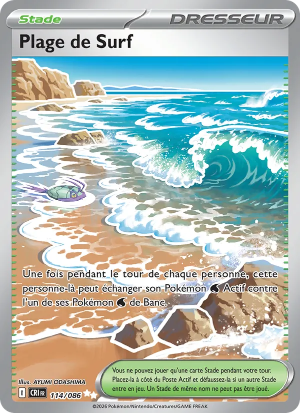 Carte Pokémon Plage de Surf 114/86 de l'extension Chaos Ascendant