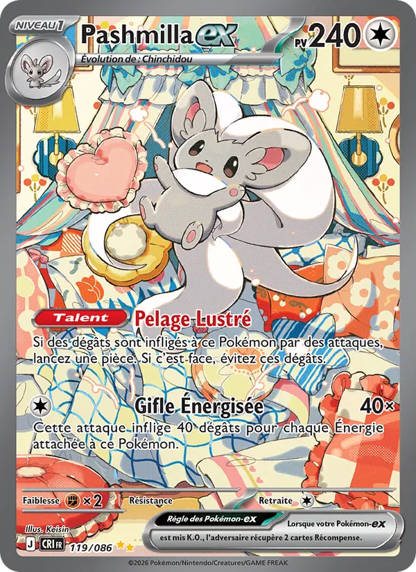 Carte Pokémon Pashmilla-ex 119/86 de l'extension Chaos Ascendant