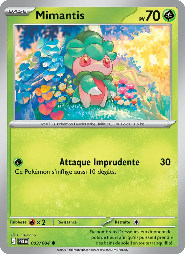 Carte Pokémon Mimantis 003/84 de l'extension Nuit Noire