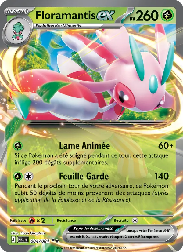 Carte Pokémon Floramantis-ex 004/84 de l'extension Nuit Noire