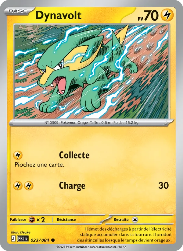 Carte Pokémon Dynavolt 023/84 de l'extension Nuit Noire