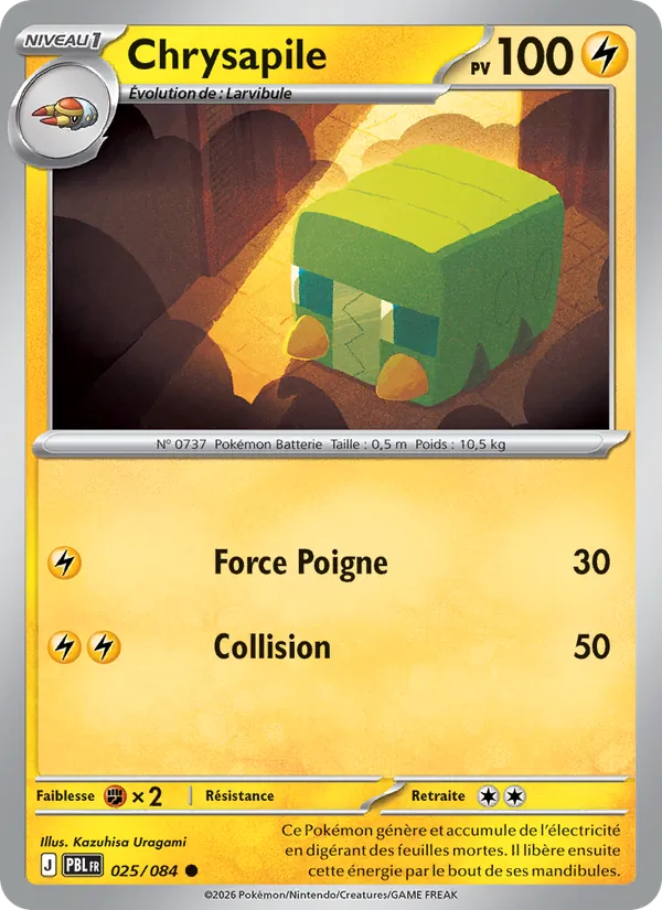 Carte Pokémon Chrysapile 025/84 de l'extension Nuit Noire