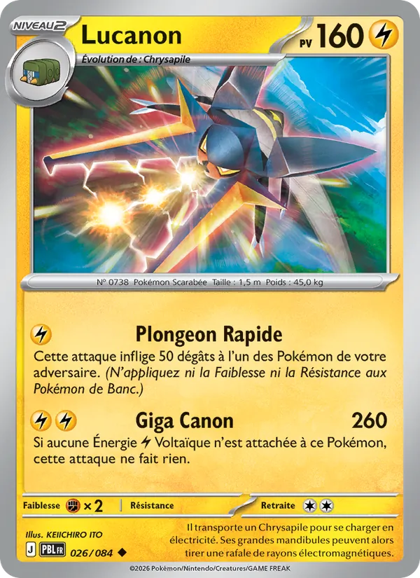 Carte Pokémon Lucanon 026/84 de l'extension Nuit Noire