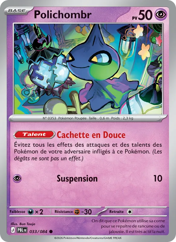 Carte Pokémon Polichombr 033/84 de l'extension Nuit Noire