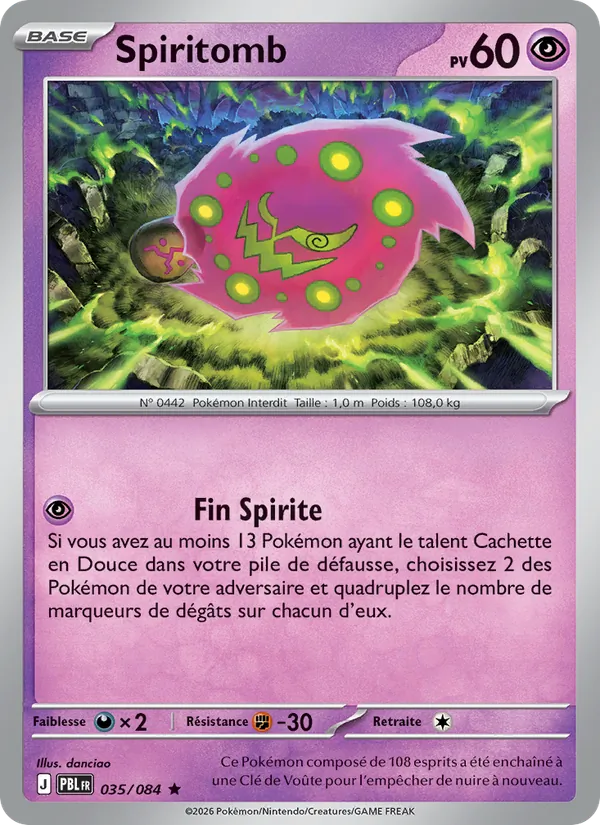Carte Pokémon Spiritomb 035/84 de l'extension Nuit Noire