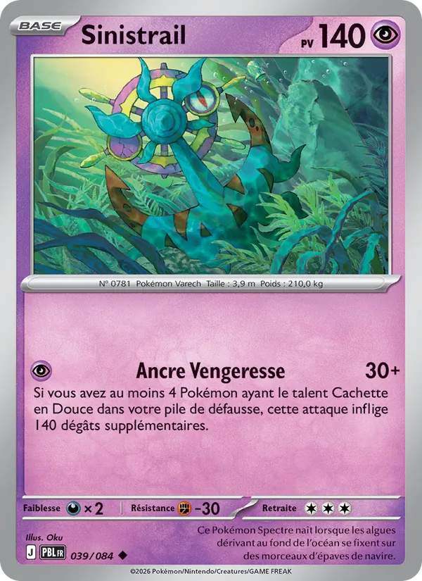 Carte Pokémon Sinistrail 039/84 de l'extension Nuit Noire