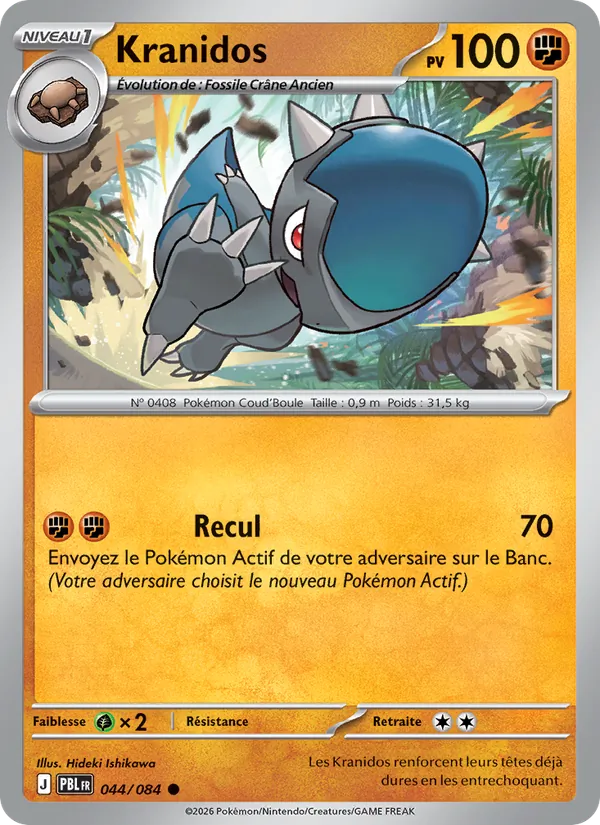 Carte Pokémon Kranidos 044/84 de l'extension Nuit Noire