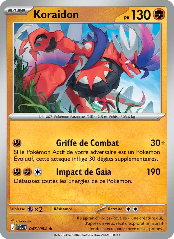 Carte Pokémon Koraidon 047/84 de l'extension Nuit Noire