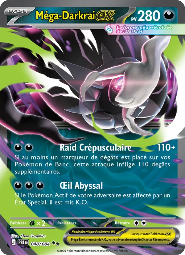 Carte Pokémon Méga-Darkrai-ex 048/84 de l'extension Nuit Noire