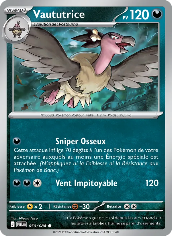 Carte Pokémon Vaututrice 050/84 de l'extension Nuit Noire