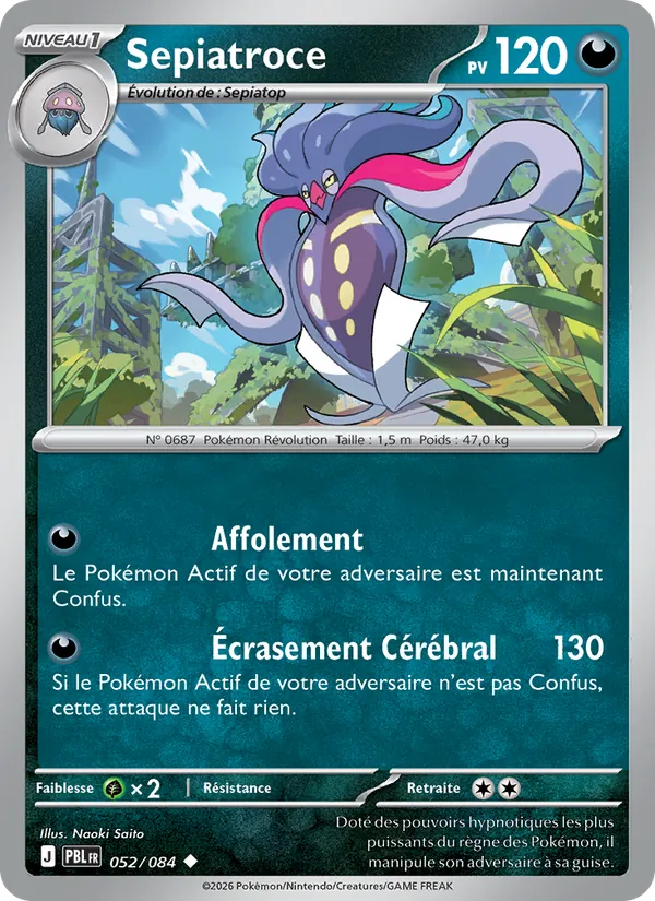 Carte Pokémon Sepiatroce 052/84 de l'extension Nuit Noire