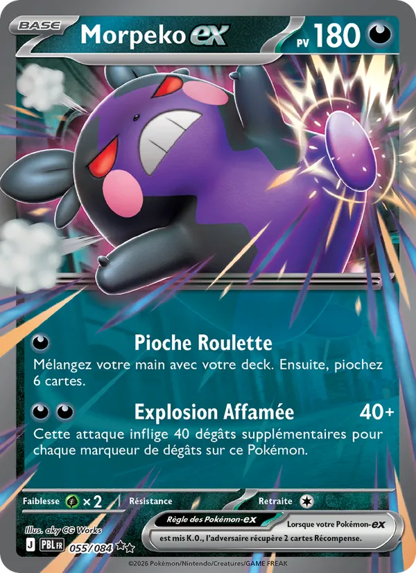 Carte Pokémon Morpeko-ex 055/84 de l'extension Nuit Noire
