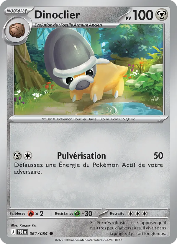 Carte Pokémon Dinoclier 061/84 de l'extension Nuit Noire