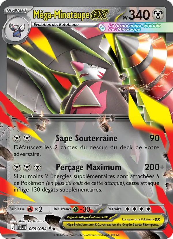 Carte Pokémon Méga-Minotaupe-ex 065/84 de l'extension Nuit Noire