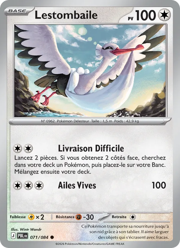 Carte Pokémon Lestombaile 071/84 de l'extension Nuit Noire