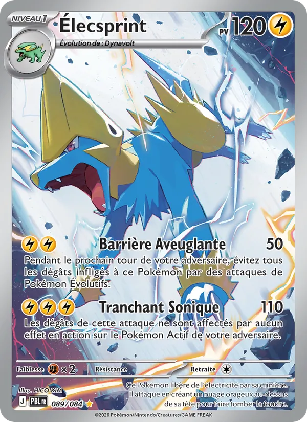 Carte Pokémon Élecsprint 089/84 de l'extension Nuit Noire