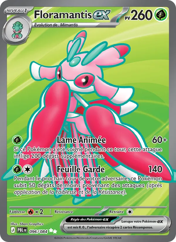 Carte Pokémon Floramantis-ex 096/84 de l'extension Nuit Noire