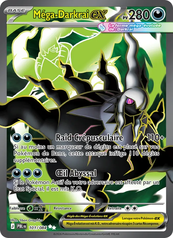 Carte Pokémon Méga-Darkrai-ex 101/84 de l'extension Nuit Noire