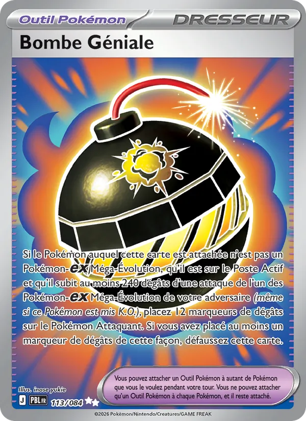 Carte Pokémon Bombe Géniale 113/84 de l'extension Nuit Noire