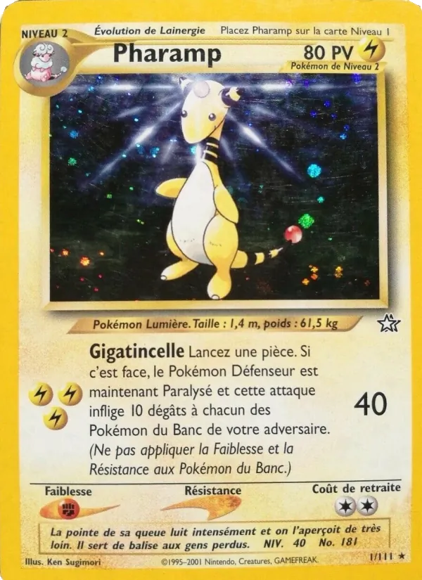Carte Pokémon Pharamp 1/111 de l'extension Neo Genesis