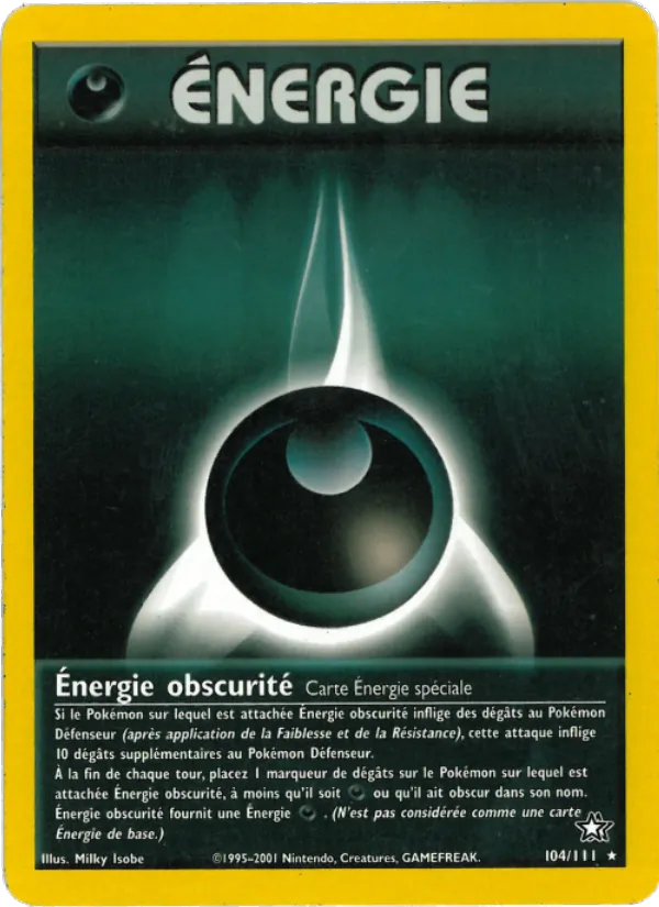 Carte Pokémon Énergie obscurité 104/111 de l'extension Neo Genesis