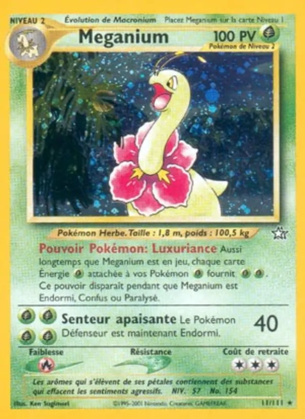 Carte Pokémon Méganium 11/111 de l'extension Neo Genesis