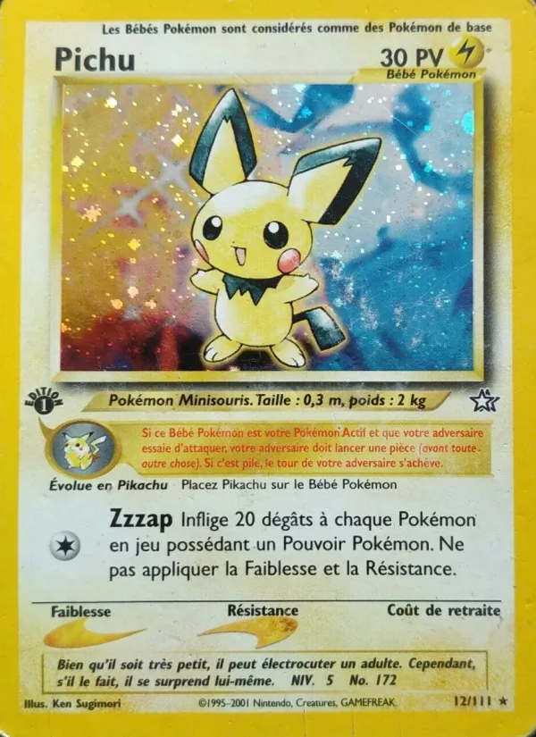 Carte Pokémon Pichu 12/111 de l'extension Neo Genesis