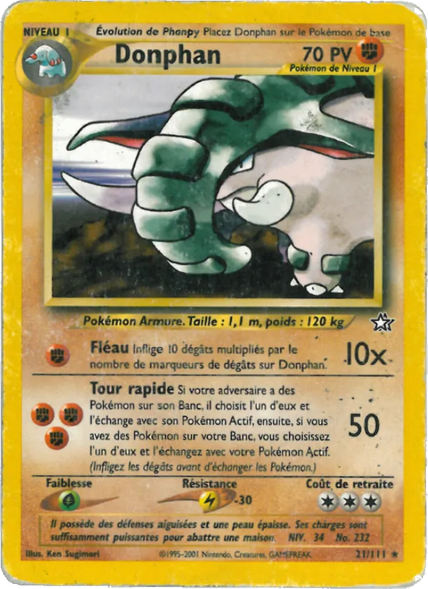 Carte Pokémon Donphan 21/111 de l'extension Neo Genesis