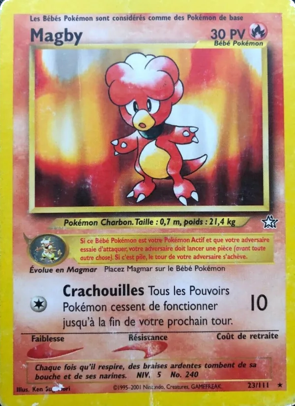 Carte Pokémon Magby 23/111 de l'extension Neo Genesis