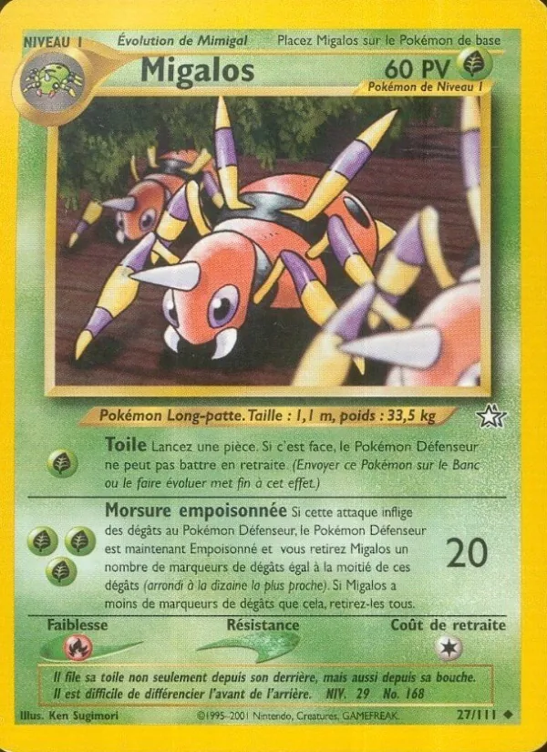 Carte Pokémon Migalos 27/111 de l'extension Neo Genesis