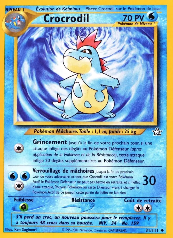 Carte Pokémon Crocrodil 31/111 de l'extension Neo Genesis