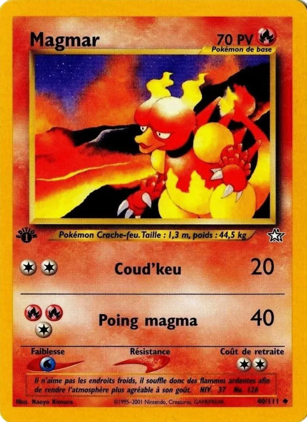 Carte Pokémon Magmar 40/111 de l'extension Neo Genesis