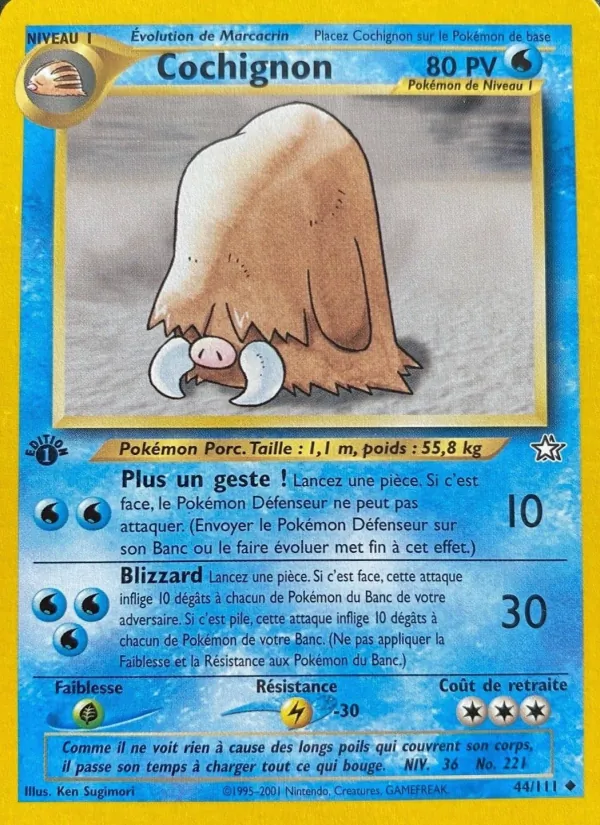 Carte Pokémon Cochignon 44/111 de l'extension Neo Genesis