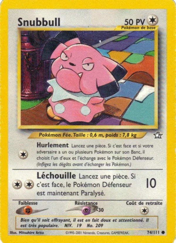 Carte Pokémon Snubbull 74/111 de l'extension Neo Genesis