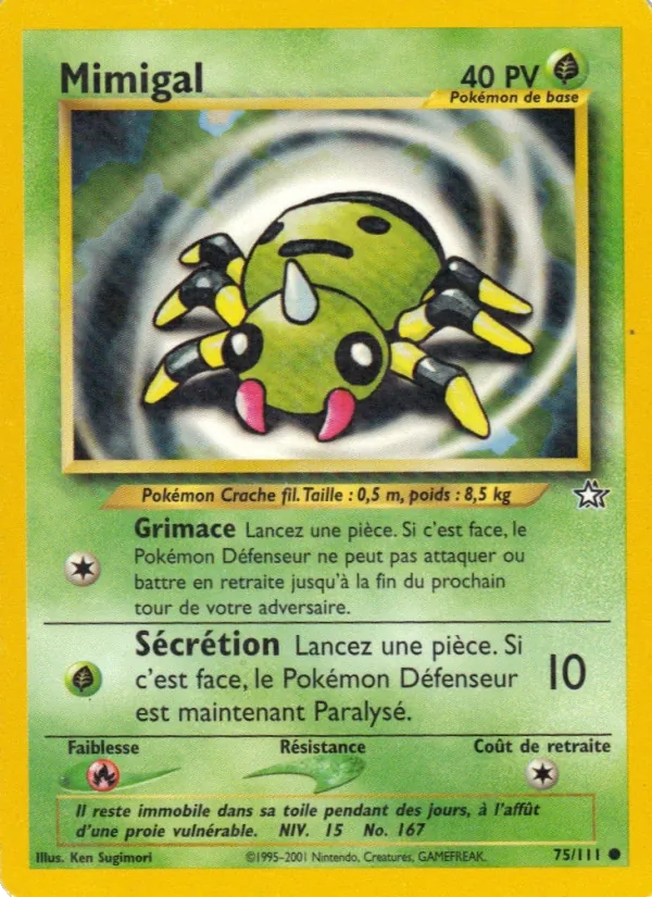 Carte Pokémon Mimigal 75/111 de l'extension Neo Genesis