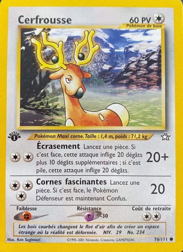 Carte Pokémon Cerfrousse 76/111 de l'extension Neo Genesis