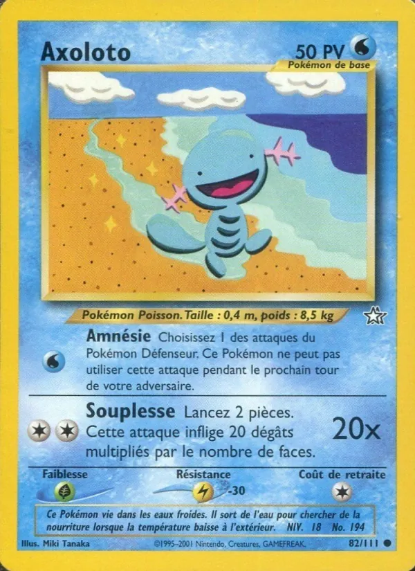 Carte Pokémon Axoloto 82/111 de l'extension Neo Genesis