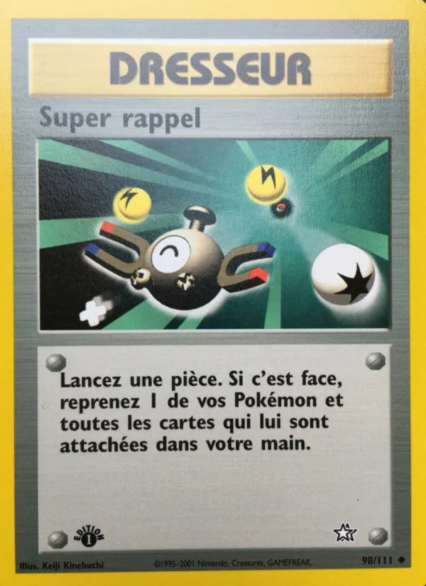 Carte Pokémon Super rappel 98/111 de l'extension Neo Genesis
