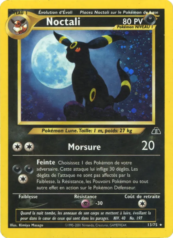Carte Pokémon Noctali 13/75 de l'extension Neo Discovery