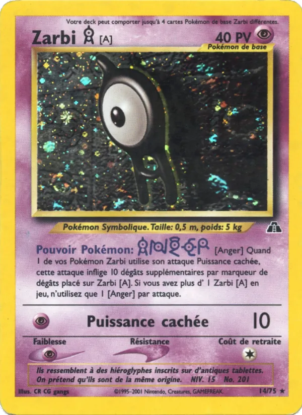 Carte Pokémon Zarbi A 14/75 de l'extension Neo Discovery