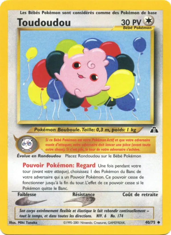 Carte Pokémon Toudoudou 40/75 de l'extension Neo Discovery
